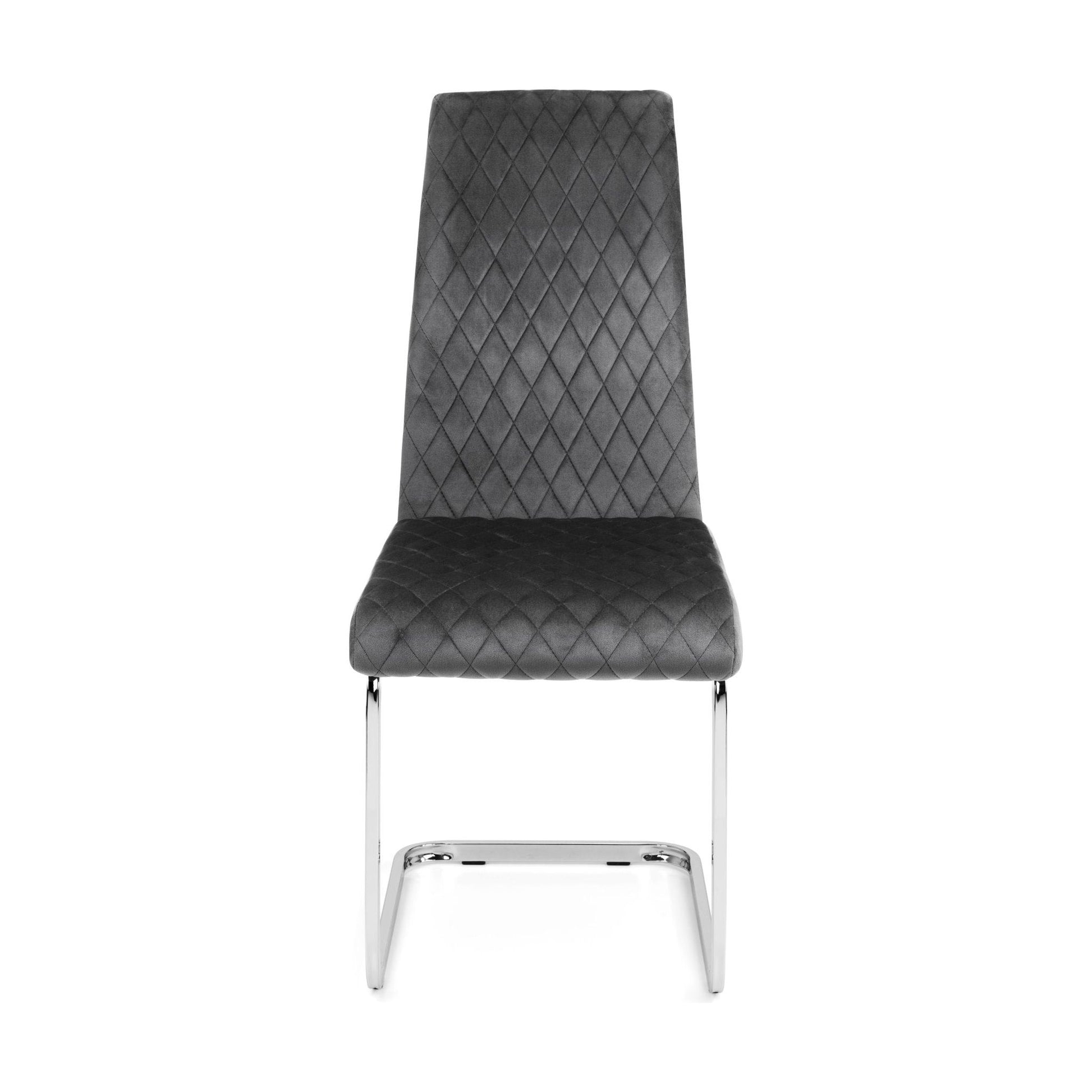 Calabria Velvet Cantilever Dining Chair Grey Set Of 4 - EdesHomesCAL201